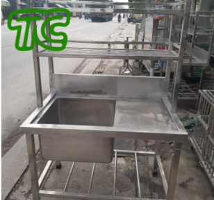 Chậu rửa inox 1 hộc có kệ