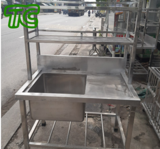 Chậu rửa inox 1 hộc có kệ